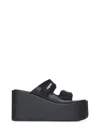 Coperni Black Wedges With Logo Patch On The Front And Touch-strap Closure In Leather Woman In Black