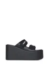 Coperni Black Wedges With Logo Patch On The Front And Touch-strap Closure In Leather Woman In Black