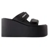 Coperni Black Wedges With Logo Patch On The Front And Touch-strap Closure In Leather Woman In Black