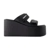 Coperni Black Wedges With Logo Patch On The Front And Touch-strap Closure In Leather Woman In Black