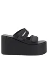 Coperni Black Wedges With Logo Patch On The Front And Touch-strap Closure In Leather Woman In Black