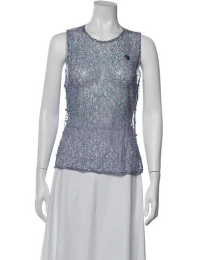 Pre-owned Coperni Patterned Crew Neck Top In White