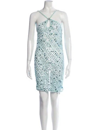 Pre-owned Coperni Patterned Mini Dress In Blue