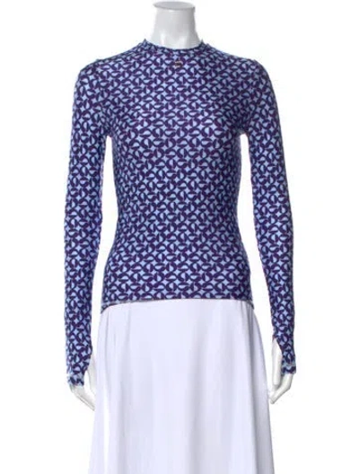 Pre-owned Coperni Patterned Mock Neck Top In Blue
