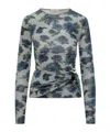 Coperni Top With Floral Print And Side Buckle In Blue