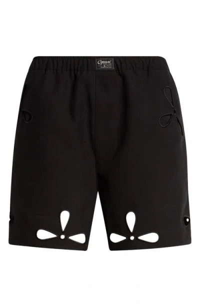 Coperni Petal Cutout Eyelet Embroidered Cutout Shorts In Black