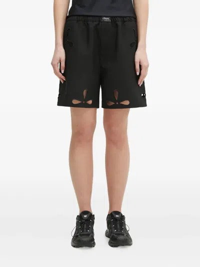 Coperni Petal Embroidered Cut-out Shorts In Black