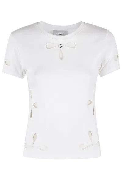 Coperni Petal Embroidered Slim Fit T-shirt In White