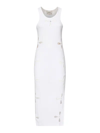 Coperni Petal Embroidered Tank Dress In White