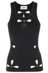 Coperni Petal-embroidered Tank Top In Black