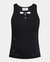 Coperni Petal-embroidered Tank Top In Black