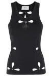 Coperni Petal-embroidered Tank Top In Black Blk