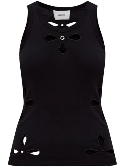 Coperni Petal Embroidered Tank Top Woman Black In Schwarz