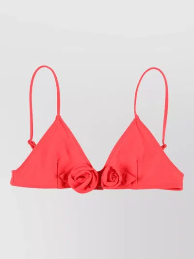 Coperni Petal Triangle Bikini Top Floral Motif In Red