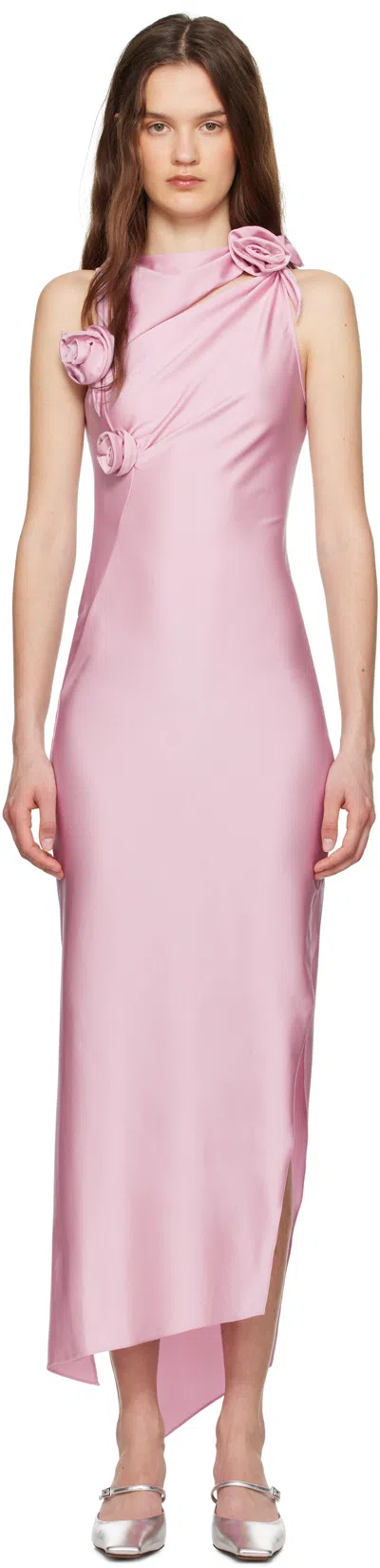 Coperni Pink Asymmetric Flower Maxi Dress