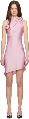 Coperni Pink Asymmetric Flower Minidress In Pink