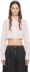 Coperni Pink Cropped Shirt In Pkwh Pink/white