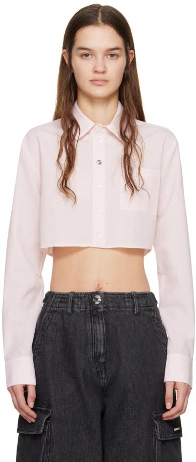 Coperni Pink Cropped Shirt In Pkwh Pink/white