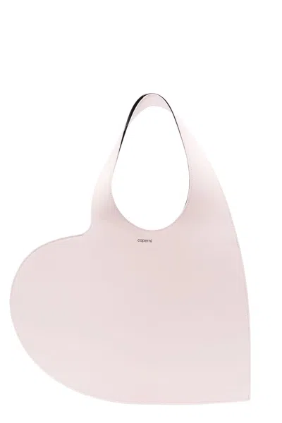 Coperni Pink Heart Tote Bag Double Handle Engraved Logo Suede Tote Bag