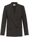 Coperni Pinstripe Double-breasted Blazer In Grey