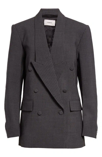 Coperni Pinstripe Double Breasted Stretch Wool Jacket In Grey