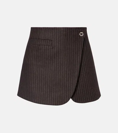 Coperni Pinstripe Wrap Skirt In Brown