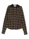 Coperni Plaid Brown Shirt With Hood And Button-down Detail In Black