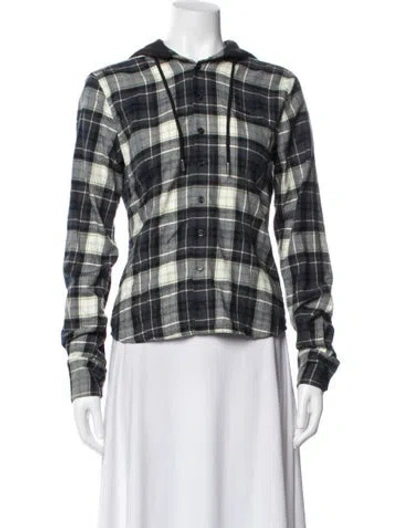 Pre-owned Coperni Plaid Print Long Sleeve Top In Blue