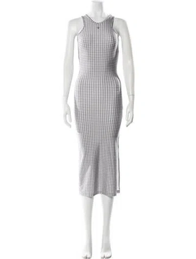 Pre-owned Coperni Plaid Print Midi Length Dress In White