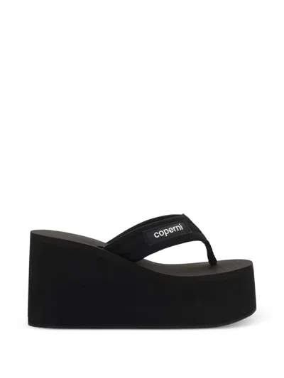 Coperni Platform Sole Open Toe Flat Slides In Black