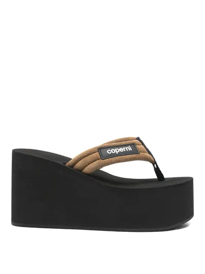 Coperni Platform Thong Sandals With Logo In Brown