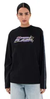 Coperni Womens Black-multicolour Print Slogan-print Long-sleeve Cotton-jersey T-shirt In Black