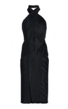 Coperni Pleated Halterneck Midi Dress In Black