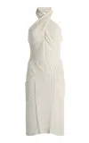 Coperni Pleated Halterneck Midi Dress In Neutral