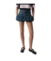 Coperni Blue Miniskirt With Logo Patch On The Rear And Gathered Hem In Denim Woman In Multicolor