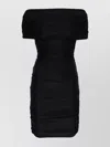 Coperni Pleated Mini Dress With Ruched Bodice In Black
