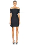 Coperni Pleated Mini Dress With Ruched Bodice In Black