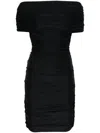 Coperni Pleated Mini Dress With Ruched Bodice In Black