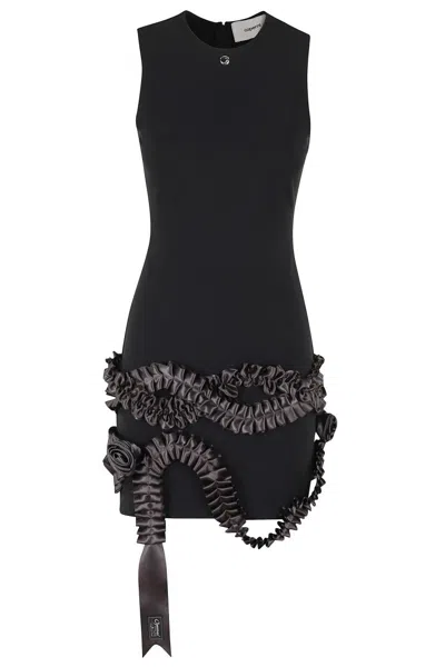 Coperni Pleated Ribbon Jersey Dress In Black