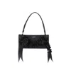 Coperni Black Pleated Ribbon Satin Pochette Bag In Black