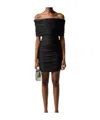 Coperni Pleated Mini Dress With Ruched Bodice In Black
