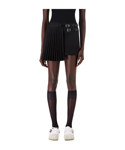 Coperni Pleated Uniform Belted Skirt In Black