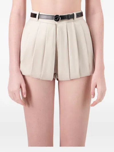 Coperni Pleated Wool Shorts In Neutral