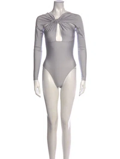 Pre-owned Coperni Plunge Neckline Long Sleeve Bodysuit In Grey