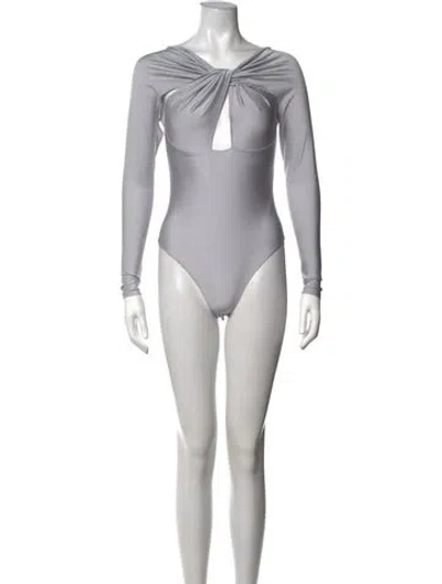 Pre-owned Coperni Plunge Neckline Long Sleeve Bodysuit In Grey