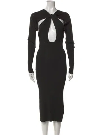 Pre-owned Coperni Plunge Neckline Midi Length Dress In Black