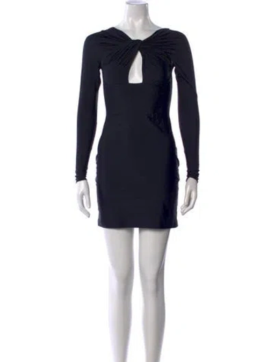 Pre-owned Coperni Plunge Neckline Mini Dress In Blue