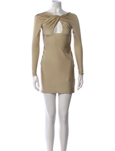 Pre-owned Coperni Plunge Neckline Mini Dress In Neutrals