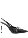 Coperni Logo Leather Slingback Pumps In Black