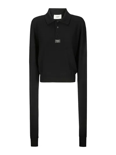 Coperni Black Crewneck Sweatshirt Bodysuit In Blue